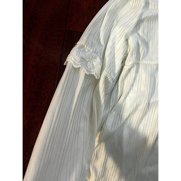 Y2K Flowy Ruffled Long sleeve off white top with black bows size XL - Picture 5 of 8